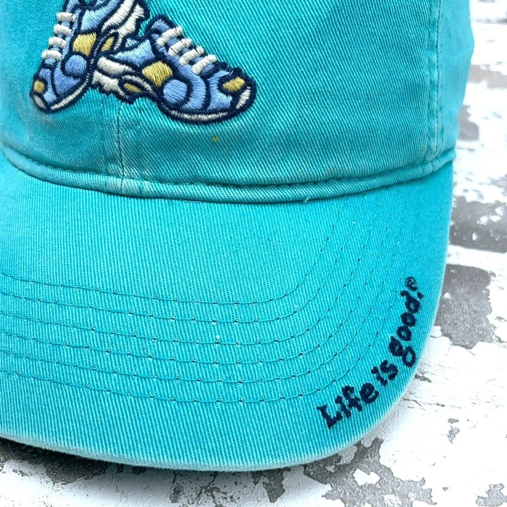 Life Is Good Hat Cap Strap Back Blue Base Ball Dad Sneakers Logo Running Walking